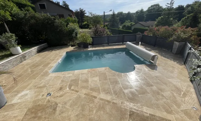Terrasse en pierre naturelle , Montbrison, Cheminal Paysage