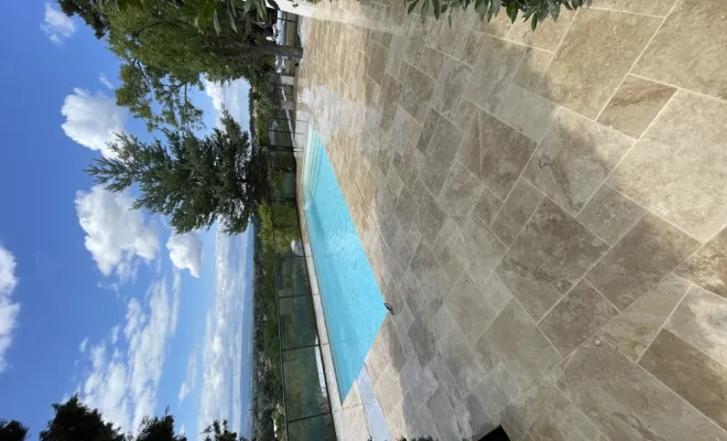 Terrasse en pierre naturelle , Montbrison, Cheminal Paysage